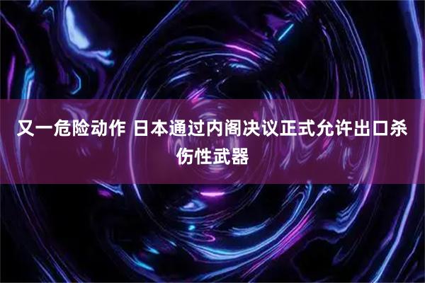 又一危险动作 日本通过内阁决议正式允许出口杀伤性武器